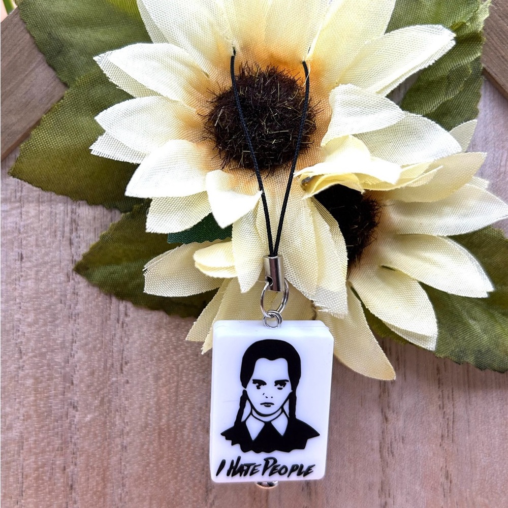 🖤 I Hate People Wednesday Phone Charm
